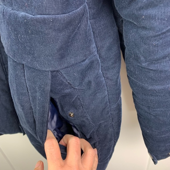 Banana Republic MENS SMALL Corduroy Puffer Coat Jacket Down Navy - Picture 12 of 14